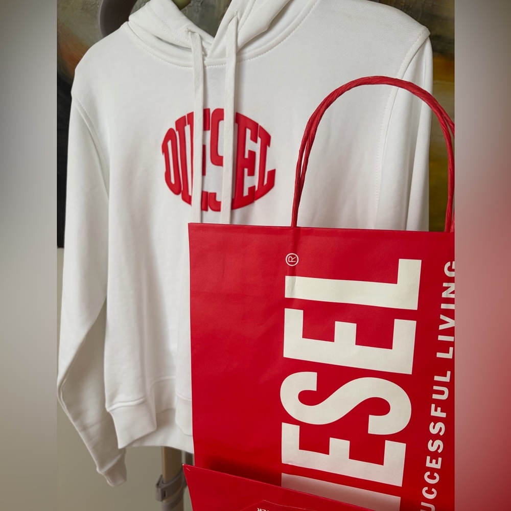$275 RARE! NWT S/M DIESEL UNISEX Hoodie sweatshirt Sz L (fit S/M) PtP 21”